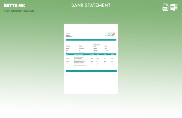 Шаблон за зборови за извод од банкарска сметка во модерен стил Kenya Loop
